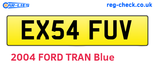 EX54FUV are the vehicle registration plates.
