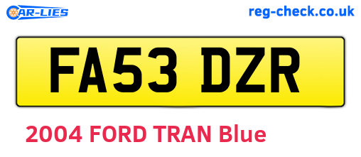 FA53DZR are the vehicle registration plates.
