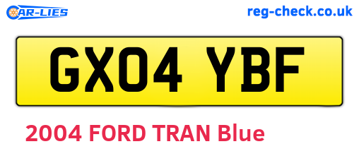 GX04YBF are the vehicle registration plates.