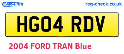 HG04RDV are the vehicle registration plates.