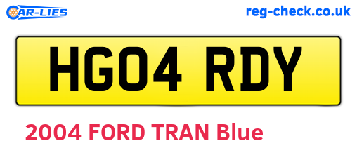 HG04RDY are the vehicle registration plates.