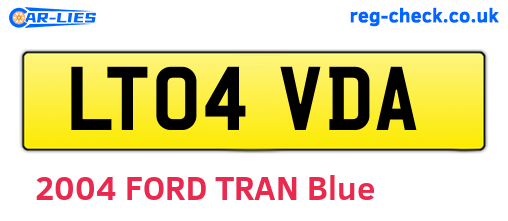 LT04VDA are the vehicle registration plates.