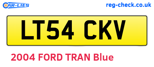 LT54CKV are the vehicle registration plates.