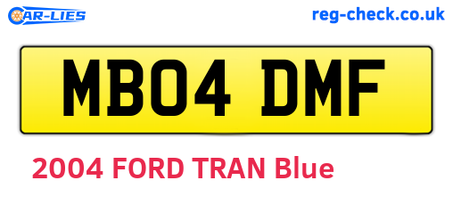 MB04DMF are the vehicle registration plates.