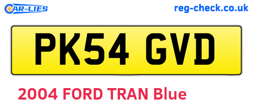 PK54GVD are the vehicle registration plates.