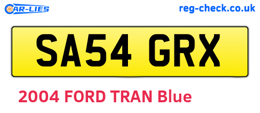 SA54GRX are the vehicle registration plates.