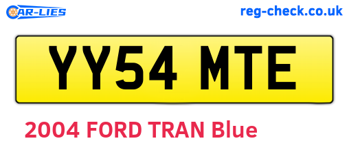 YY54MTE are the vehicle registration plates.