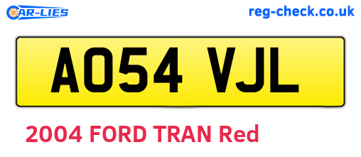 AO54VJL are the vehicle registration plates.