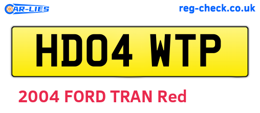 HD04WTP are the vehicle registration plates.