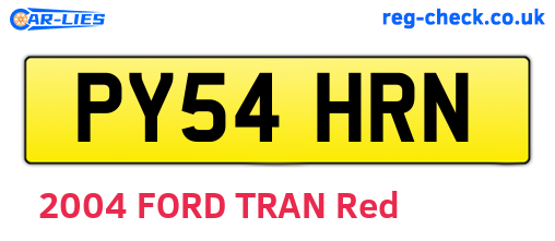 PY54HRN are the vehicle registration plates.
