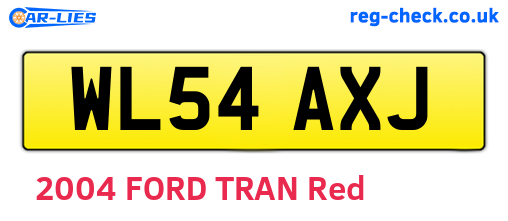 WL54AXJ are the vehicle registration plates.