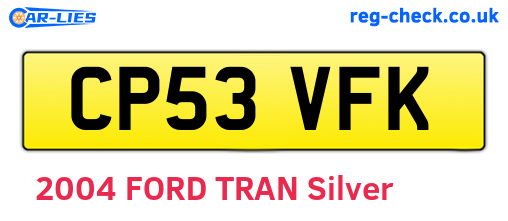 CP53VFK are the vehicle registration plates.