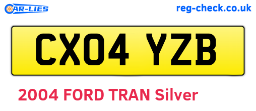 CX04YZB are the vehicle registration plates.
