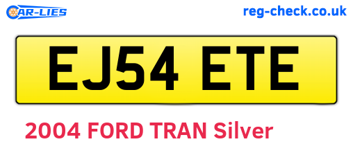 EJ54ETE are the vehicle registration plates.
