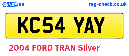 KC54YAY are the vehicle registration plates.