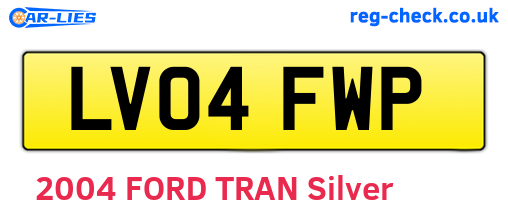LV04FWP are the vehicle registration plates.