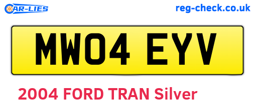 MW04EYV are the vehicle registration plates.