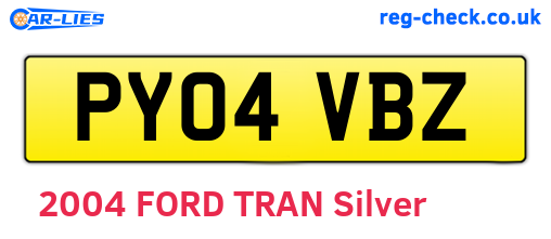 PY04VBZ are the vehicle registration plates.