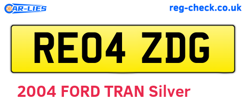 RE04ZDG are the vehicle registration plates.