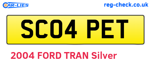 SC04PET are the vehicle registration plates.