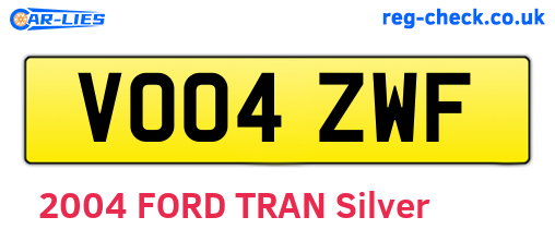 VO04ZWF are the vehicle registration plates.