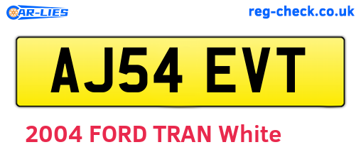 AJ54EVT are the vehicle registration plates.