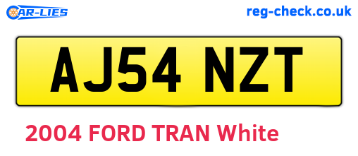 AJ54NZT are the vehicle registration plates.