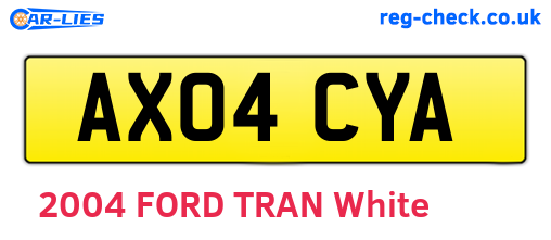 AX04CYA are the vehicle registration plates.