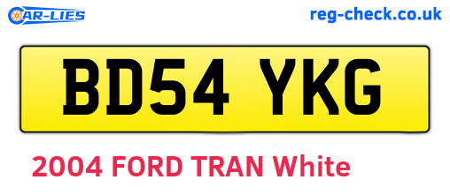 BD54YKG are the vehicle registration plates.