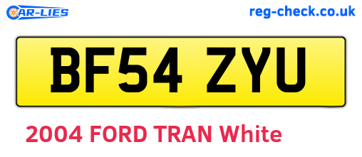 BF54ZYU are the vehicle registration plates.