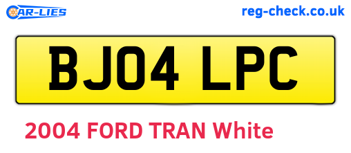 BJ04LPC are the vehicle registration plates.