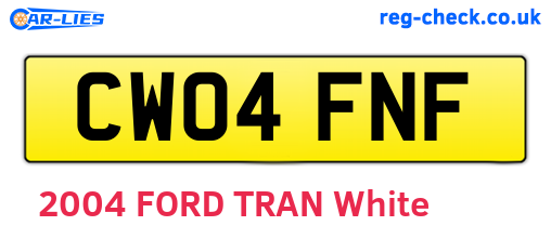 CW04FNF are the vehicle registration plates.