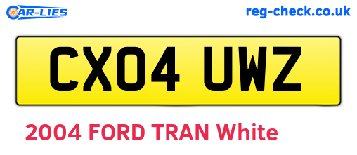 CX04UWZ are the vehicle registration plates.