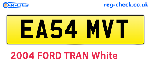 EA54MVT are the vehicle registration plates.