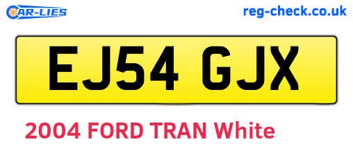 EJ54GJX are the vehicle registration plates.