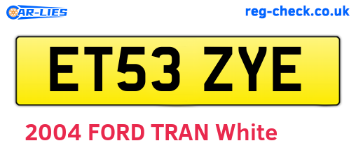 ET53ZYE are the vehicle registration plates.