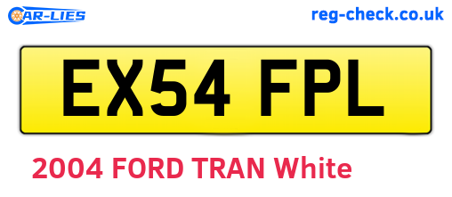 EX54FPL are the vehicle registration plates.