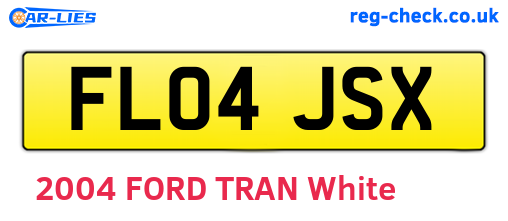 FL04JSX are the vehicle registration plates.