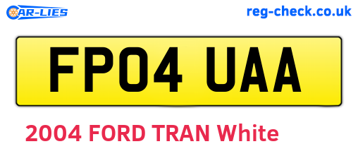FP04UAA are the vehicle registration plates.