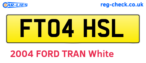 FT04HSL are the vehicle registration plates.