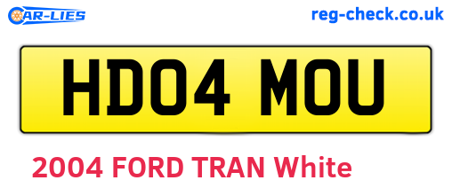 HD04MOU are the vehicle registration plates.
