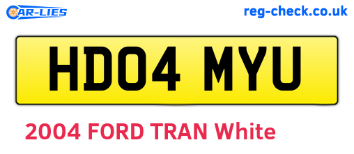 HD04MYU are the vehicle registration plates.