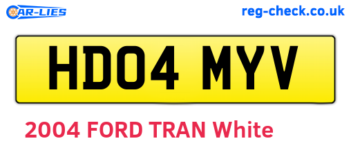 HD04MYV are the vehicle registration plates.