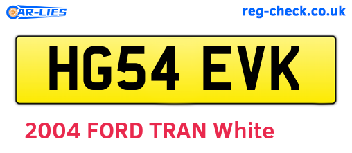 HG54EVK are the vehicle registration plates.
