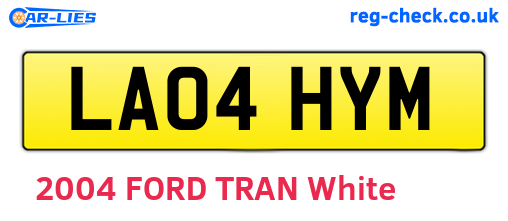 LA04HYM are the vehicle registration plates.