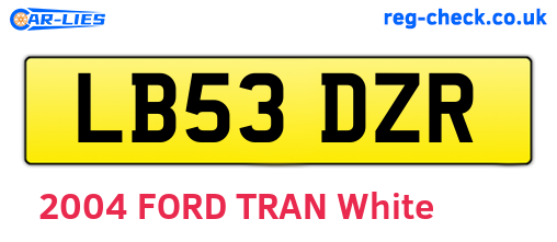 LB53DZR are the vehicle registration plates.