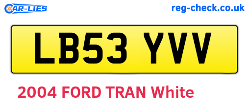 LB53YVV are the vehicle registration plates.