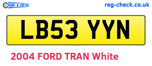 LB53YYN are the vehicle registration plates.