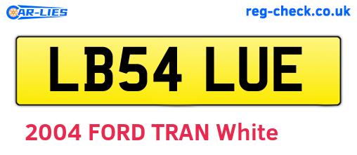 LB54LUE are the vehicle registration plates.