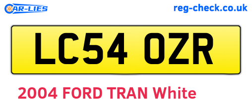 LC54OZR are the vehicle registration plates.